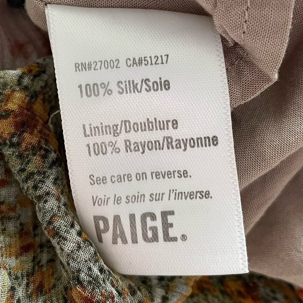 Paige Koralina 100% Silk Tan Gauzy Midi Dress Small Boho Feminine Party Beachy - Picture 4 of 8